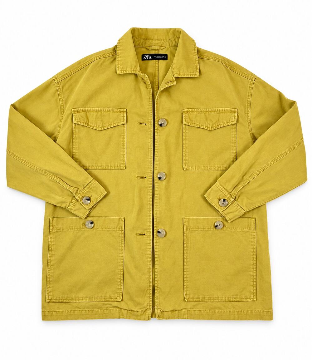 Zara Mustard Utility Chore Jacket M Gorpcore Workwear Overshirt